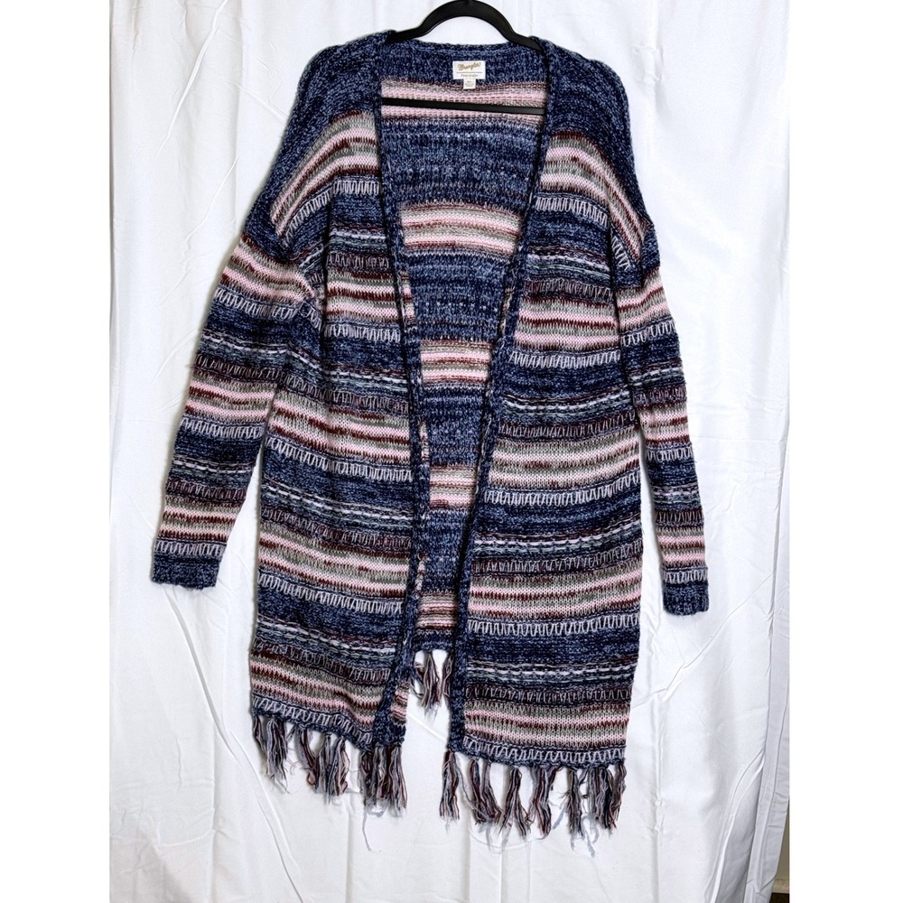 Wrangler Striped‎ Cardigan Sweater Fringe Kimono Cardigan XL